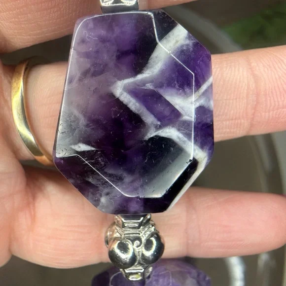 Hand-crafted Chevron Amethyst Necklace
